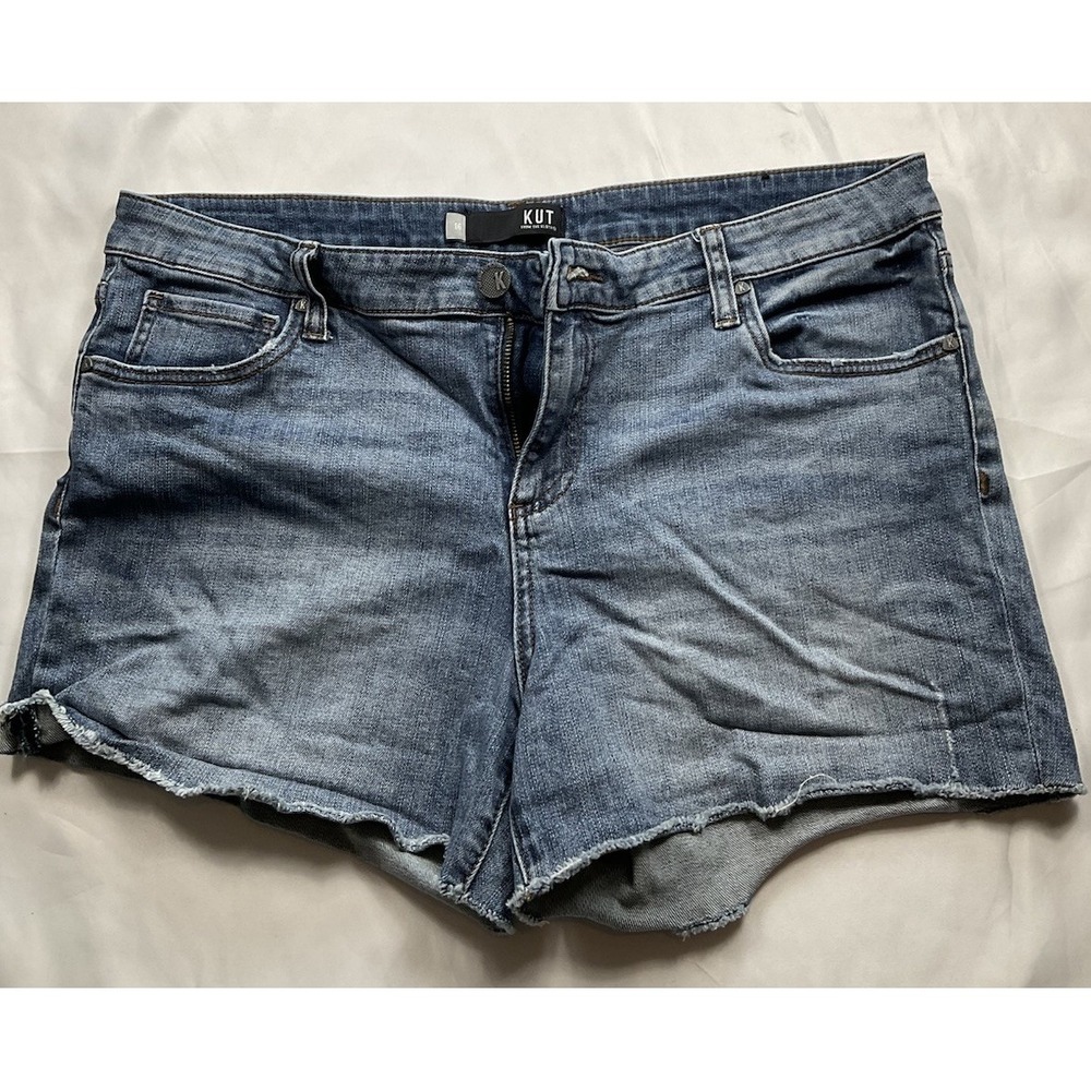 Kut From The Kloth Shorts Womens 16 Gidget Fray Light Wash Mid Cut Off Jean 188